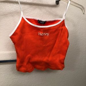 Orange embroidered honey shein  top